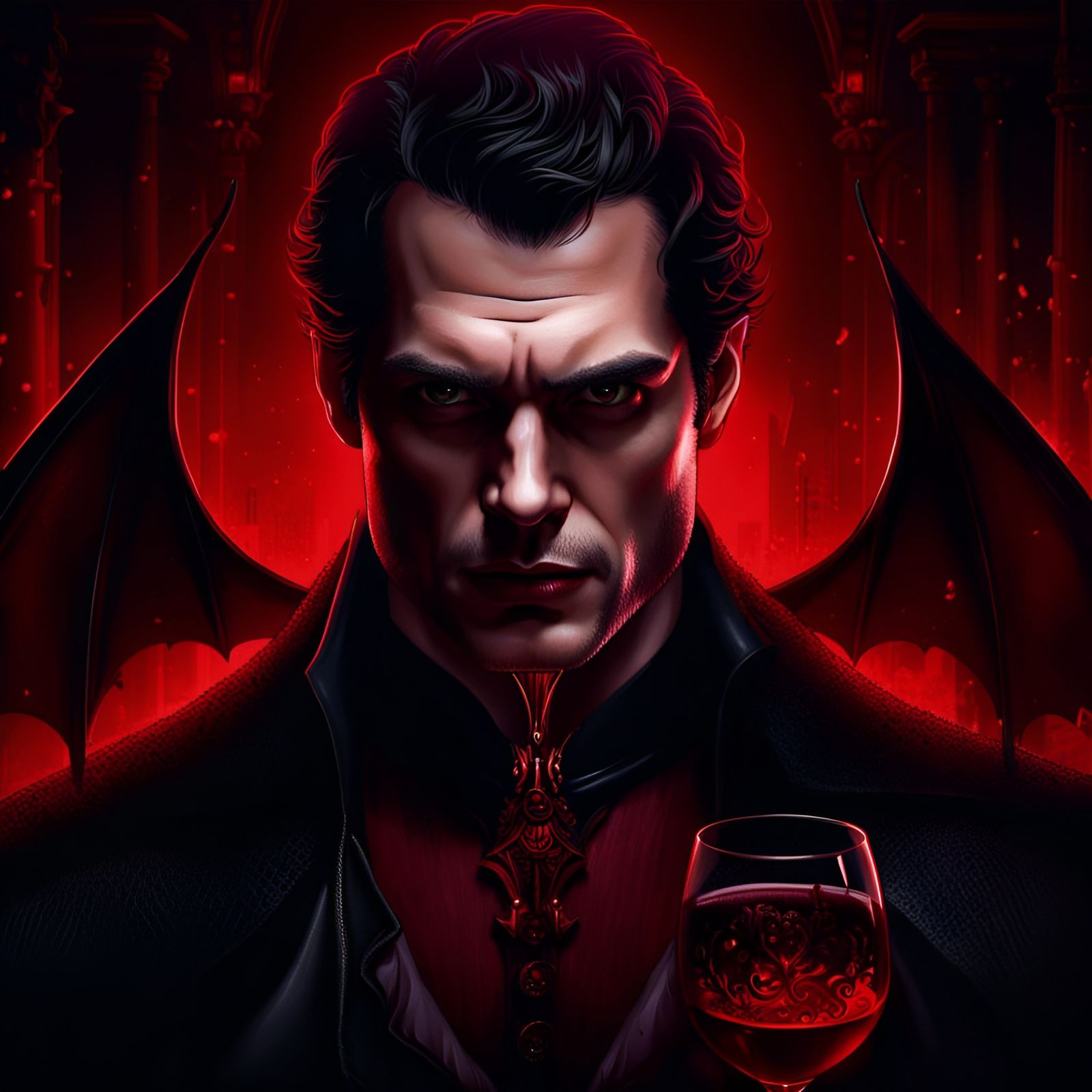 Striking Vampire Portrait in Dark Fantasy Style