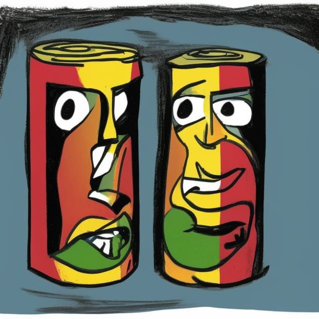 Pop Art Bauhaus Figures Linked by String