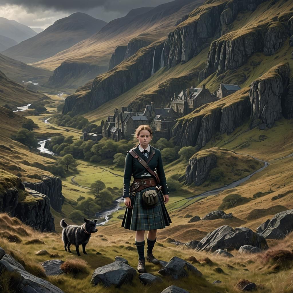 Bonnie Lass in Kilt: A Digital Matte Painting