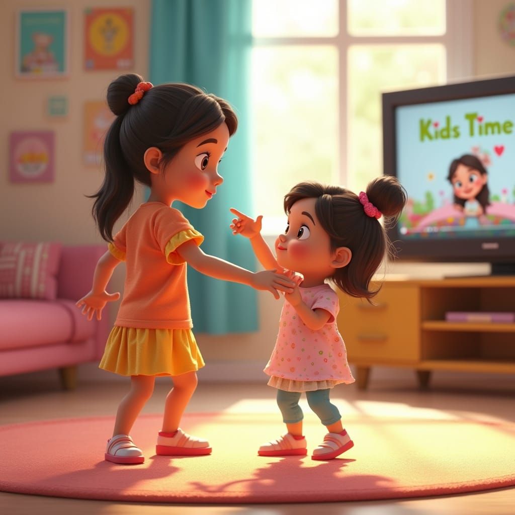 Mother and Daughter Dance in Pixar-Style 3D Animation