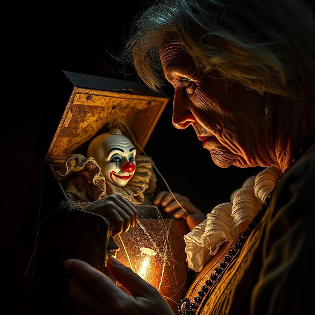 Sinister Clown: Hyperrealistic Portrait in Renaissance Style