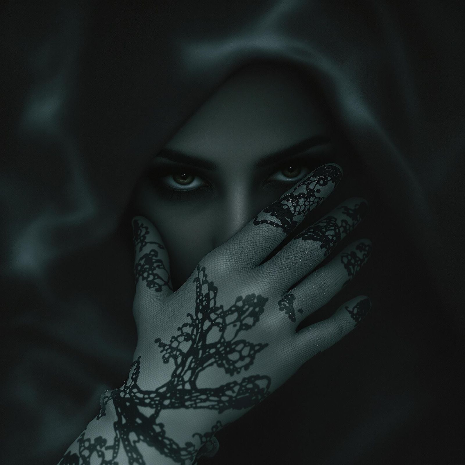 Enigmatic Woman in Mysterious Shadows