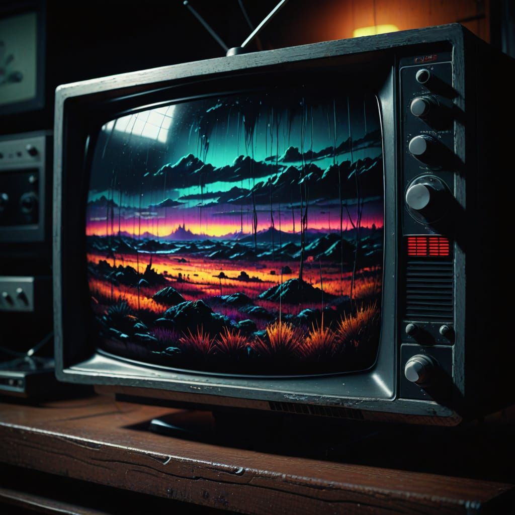 Glitch Effect on an Old TV in Digital Art