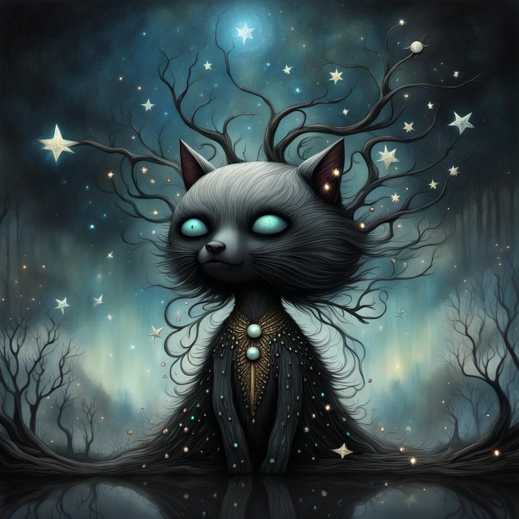 Vivid Dark Surreal Scene with Characters