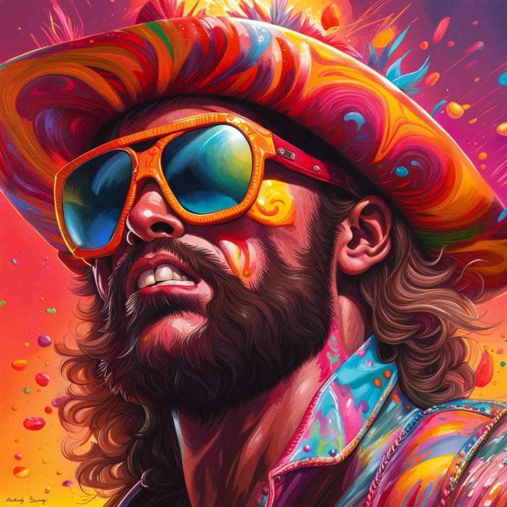 Hyperrealistic Macho Man Portrait in Splash Art Style