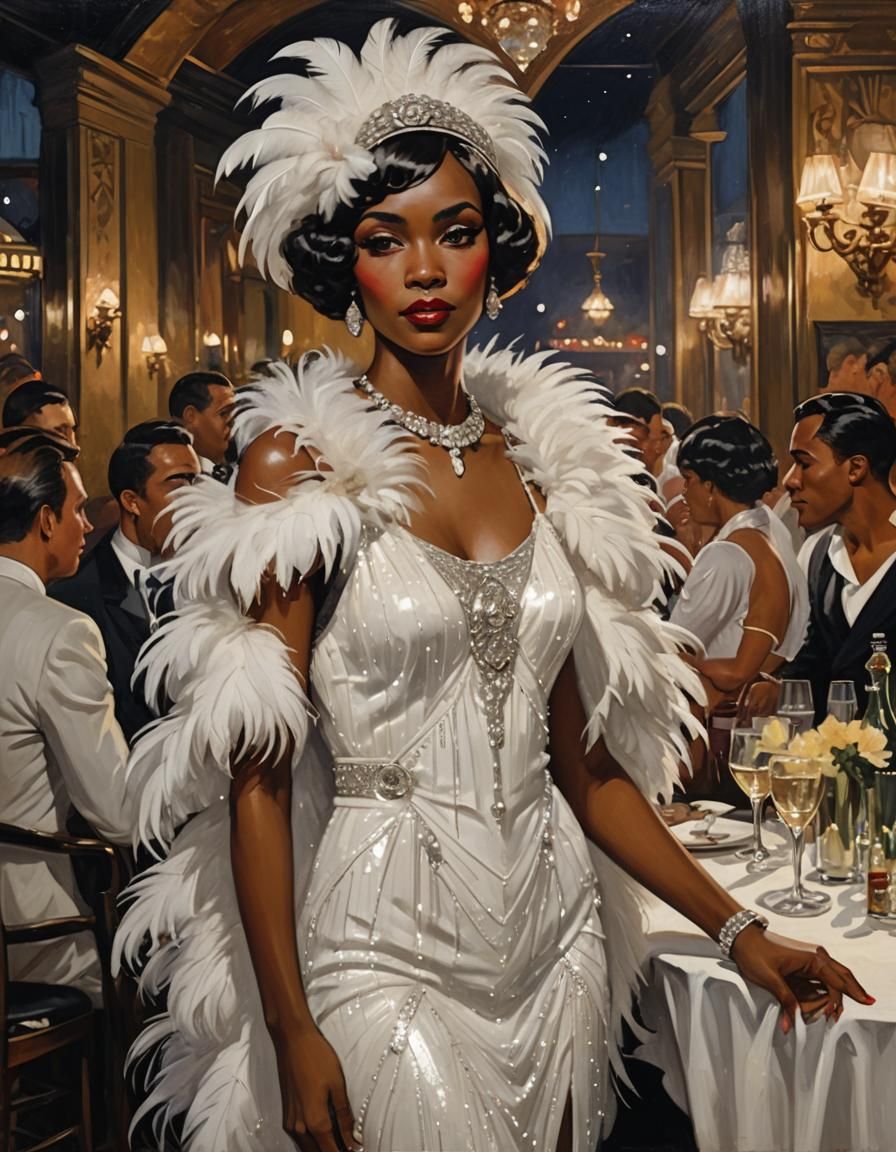 Art Deco Princess in New Orleans Restaurant