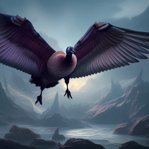 Ominous Goose: Detailed Matte Painting in 8K