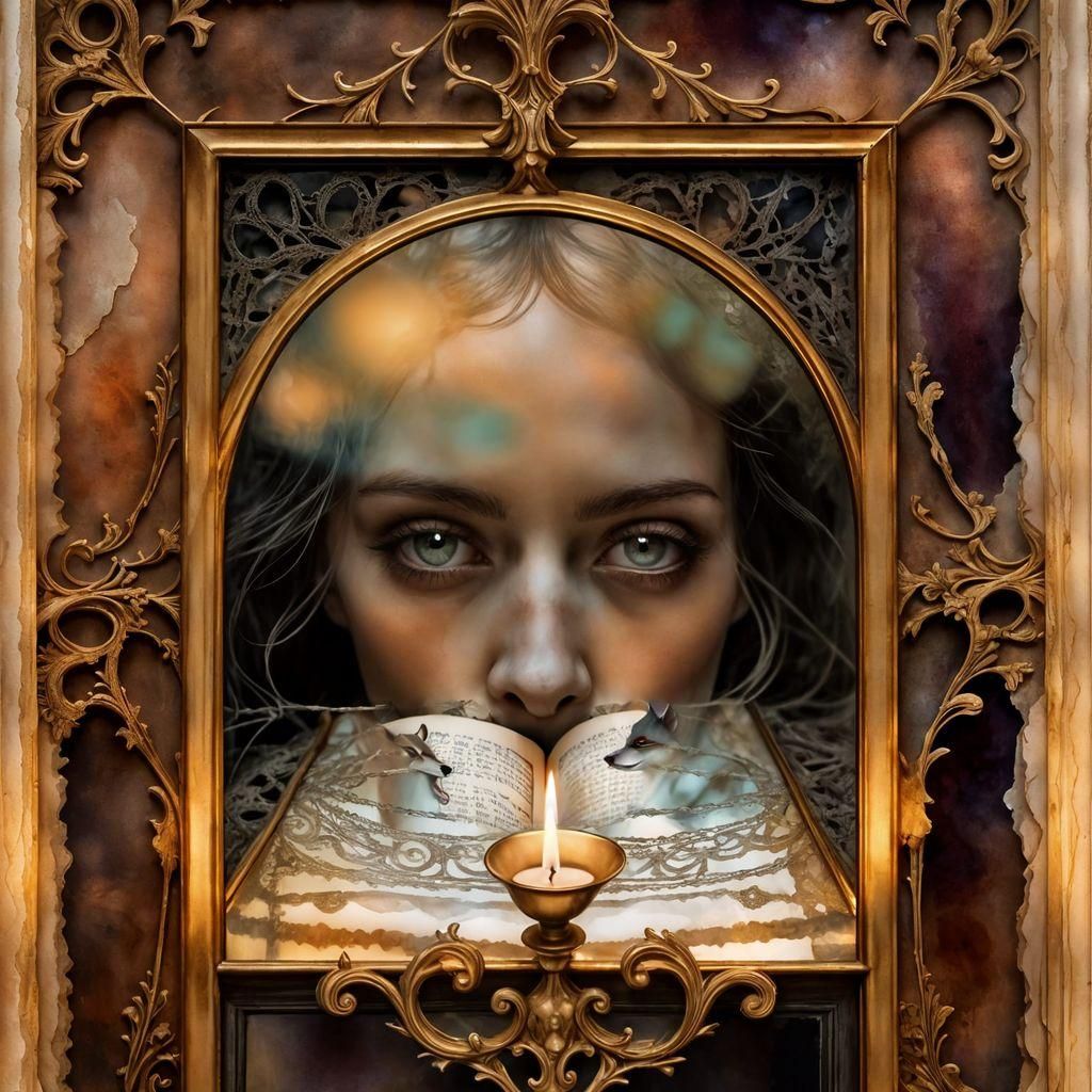 Ghostly Reader: A Gothic Watercolor Painting