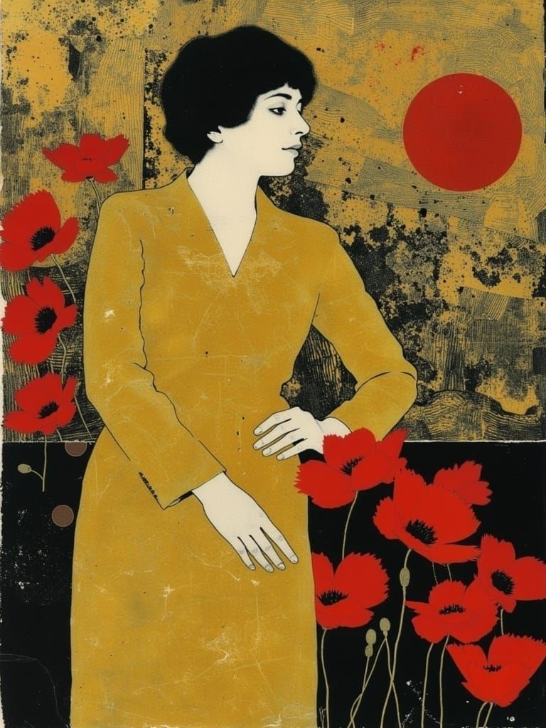 Golden Woman in Ecstatic Dance, Inspired by Gustav Klimt