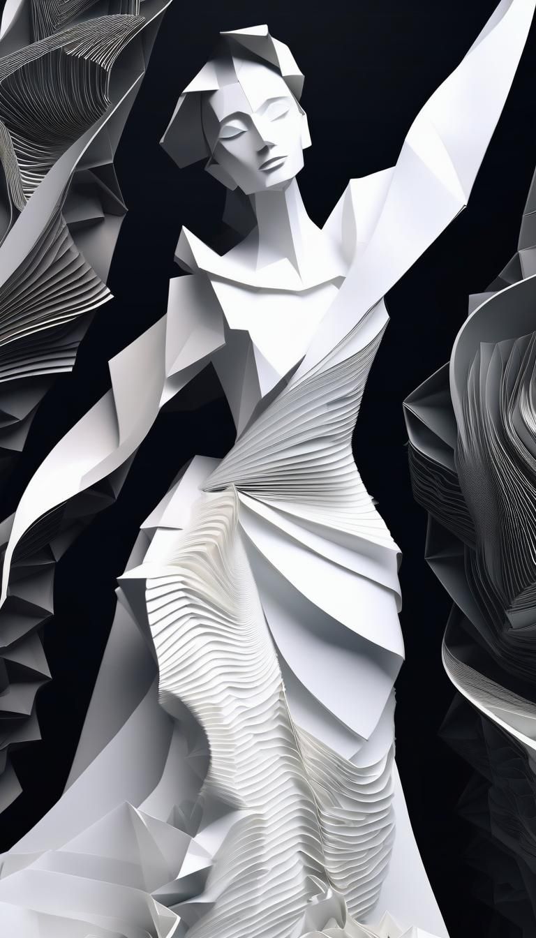 Dancing Woman in Origami Papercraft Style
