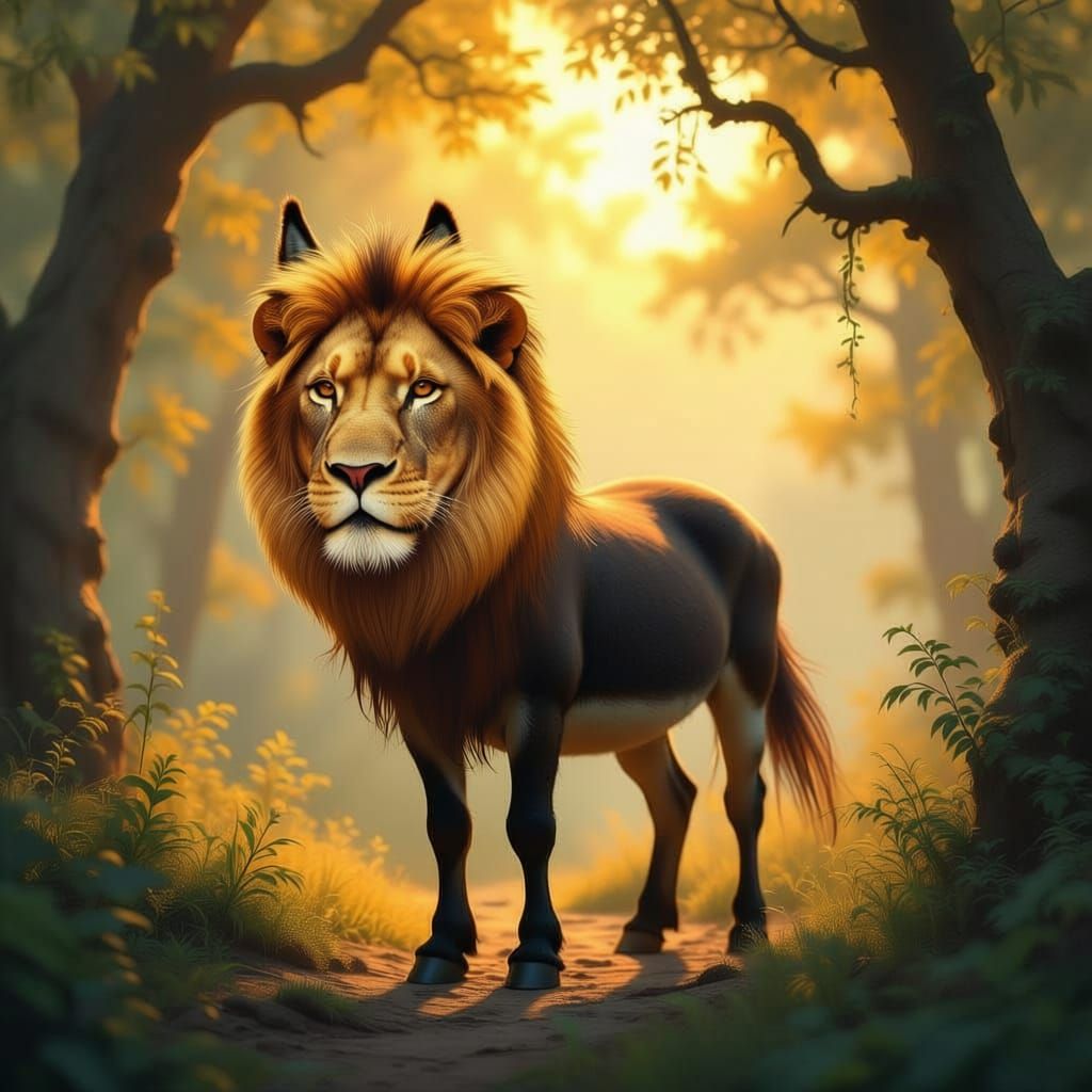 Lion-Faced Donkey Hybrid