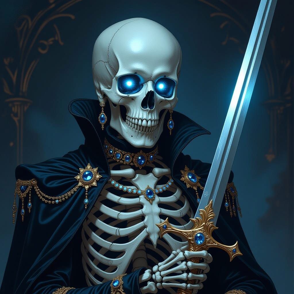 Ethereal Skeleton Warrior in Victorian Style