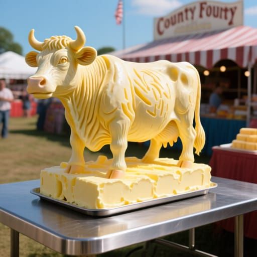 Whimsical Butter Cow Sculpture at County Fair