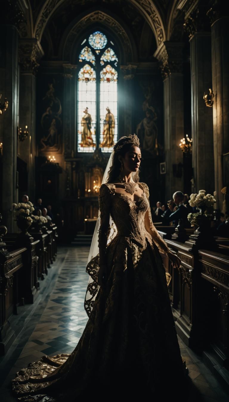 Surreal Gangster Bride in Baroque Church