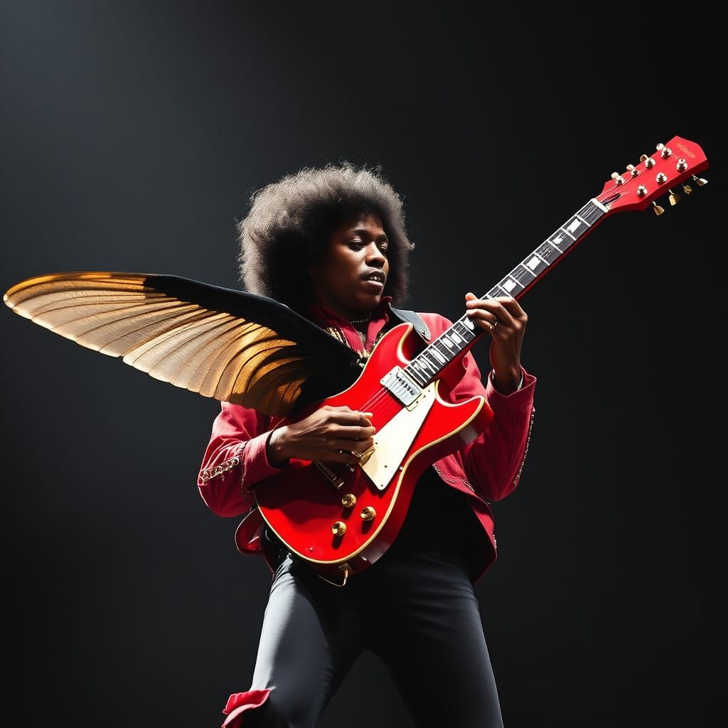 Ethereal Jimi Hendrix Inspires Winged Dreamscape