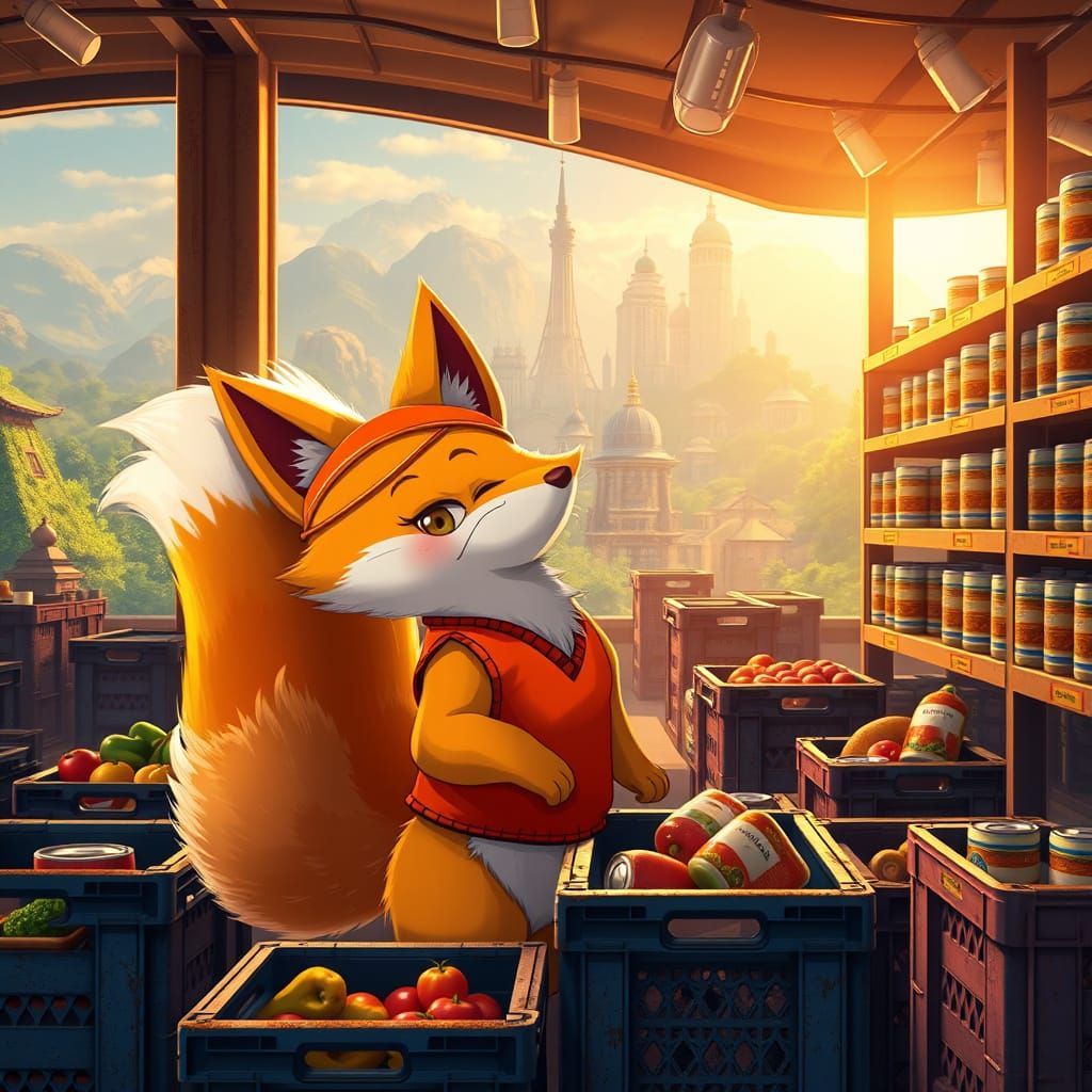 Kitsune Volunteer Sorts Donations at Vibrant Food Bank