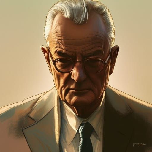 Lyndon Johnson Portrait in Hyperdetailed Digital Art Style