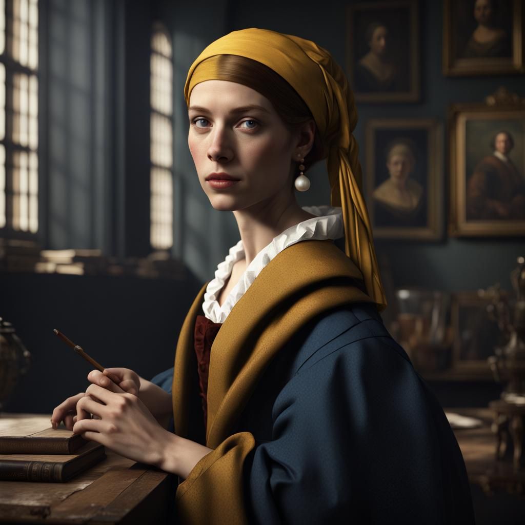 Female Professor in Vermeer Style