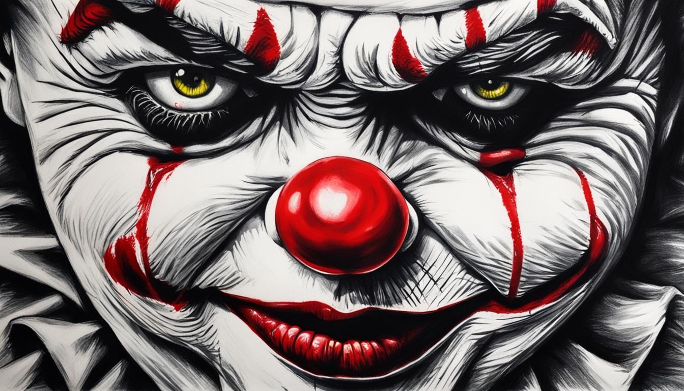 Scary Clown Portrait in Hyperdetailed Charcoal
