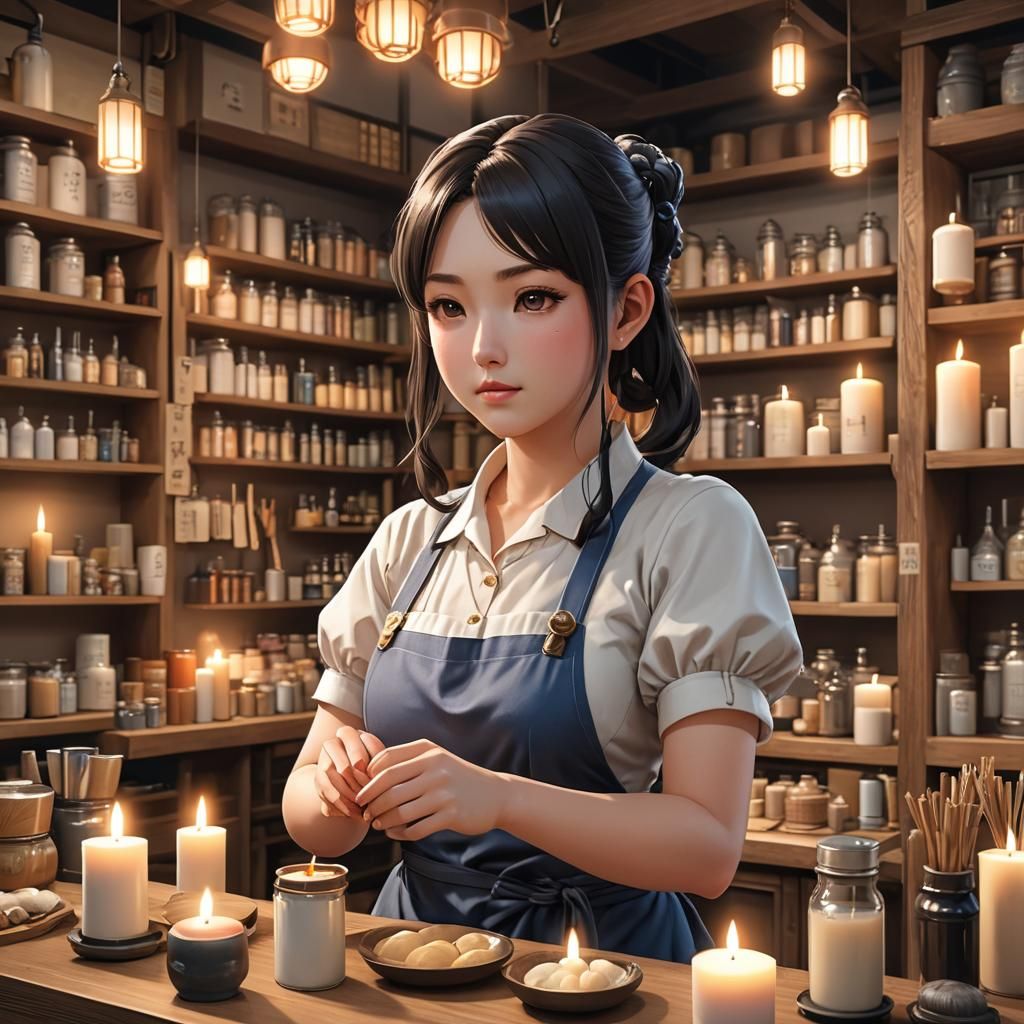 Anime Style Candle Maker in 3D