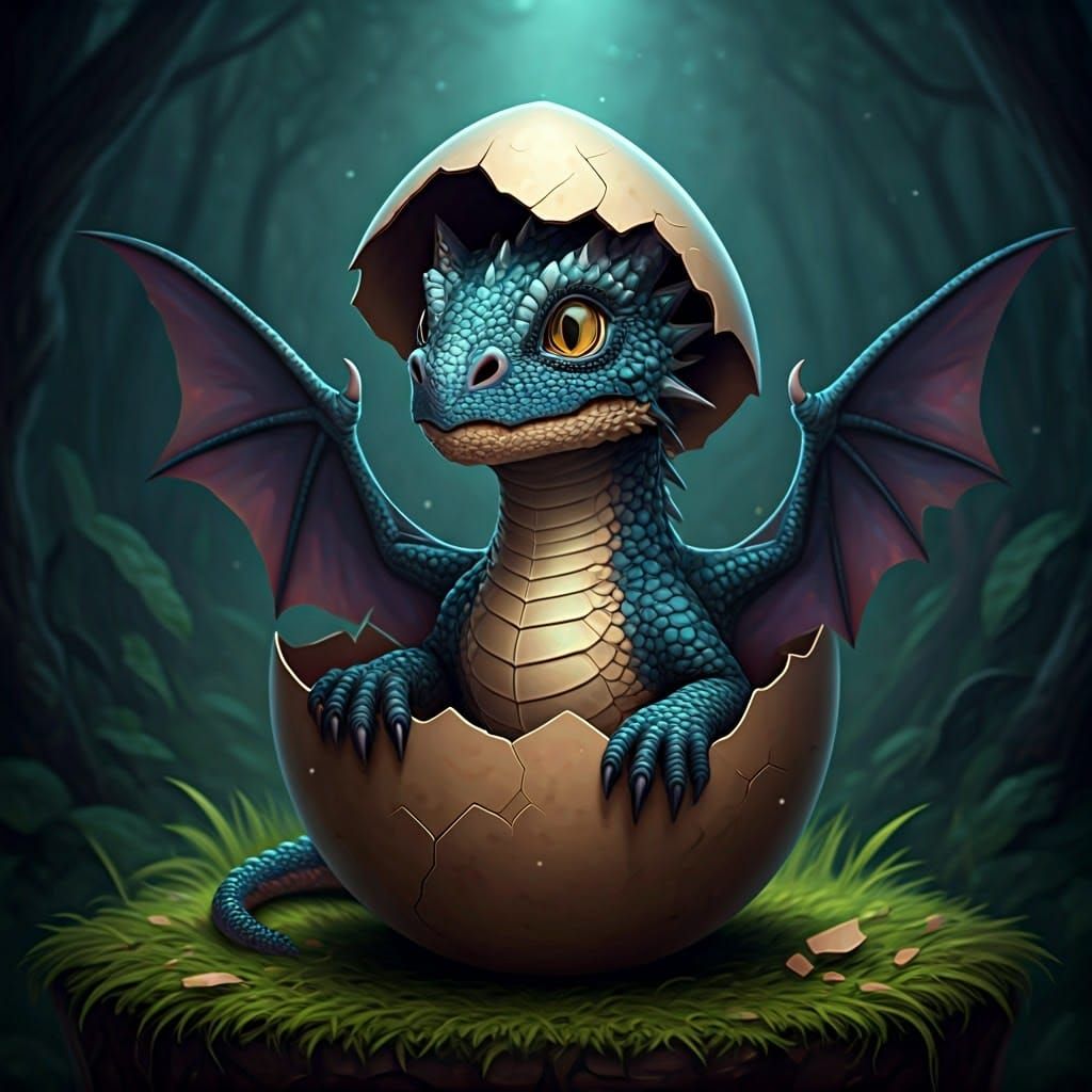 Magical Baby Dragon Hatching in Vibrant Colors