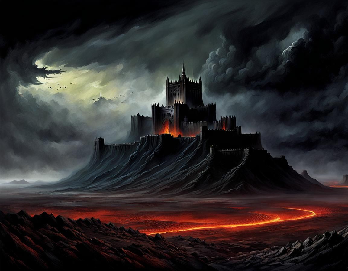 Demonic Fortress in Barren Wasteland, Grimdark Fantasy