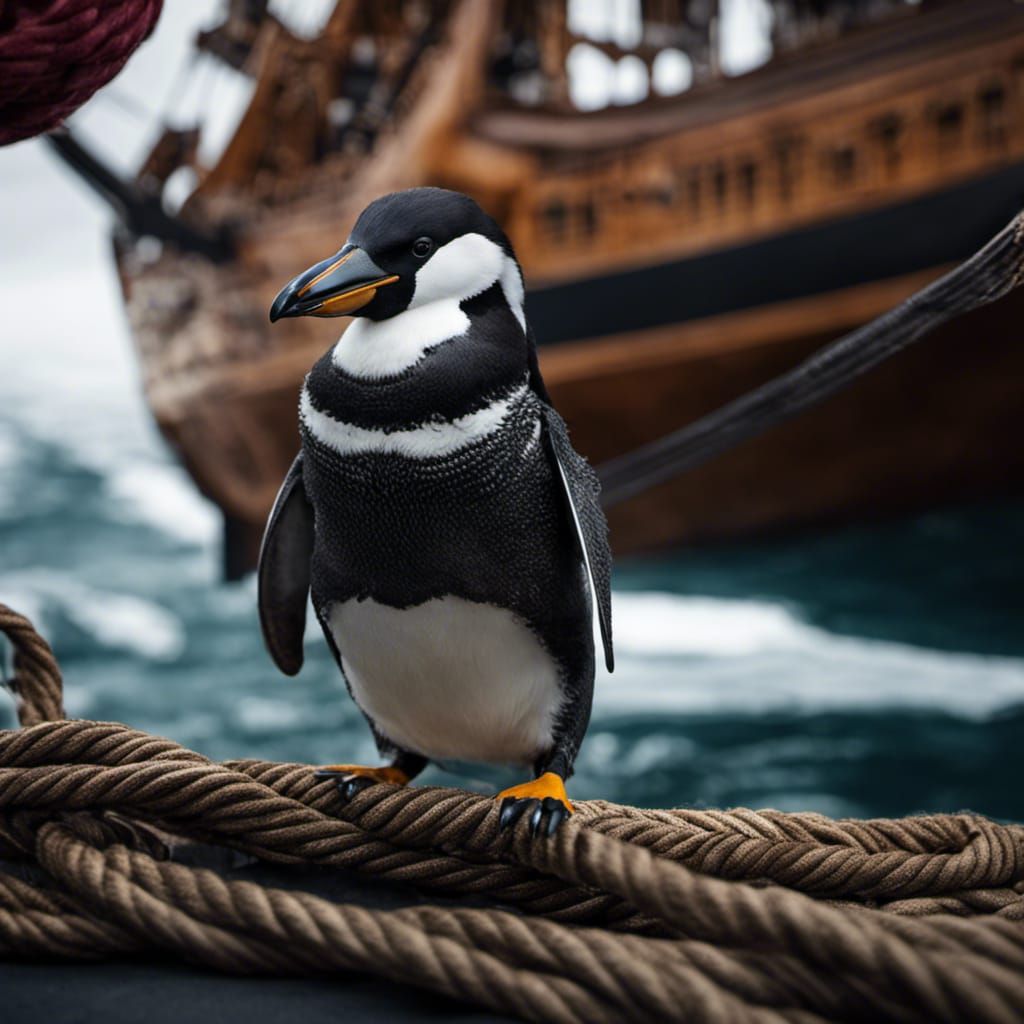 Pirate Penguin Action Shot on Glacial Seas