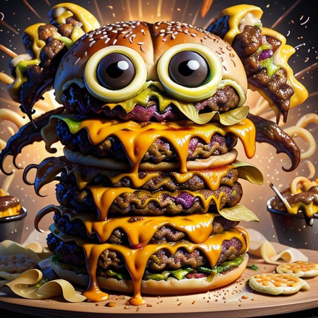 Cheeseburger Monster in Tentacle Forest