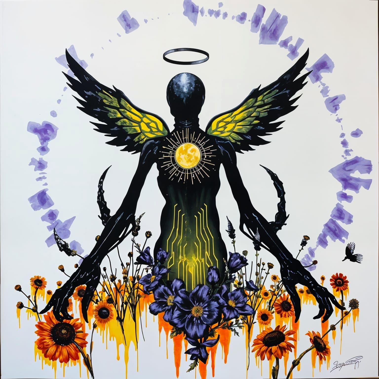 Angel of Death in Cyberpunk Mixed Media
