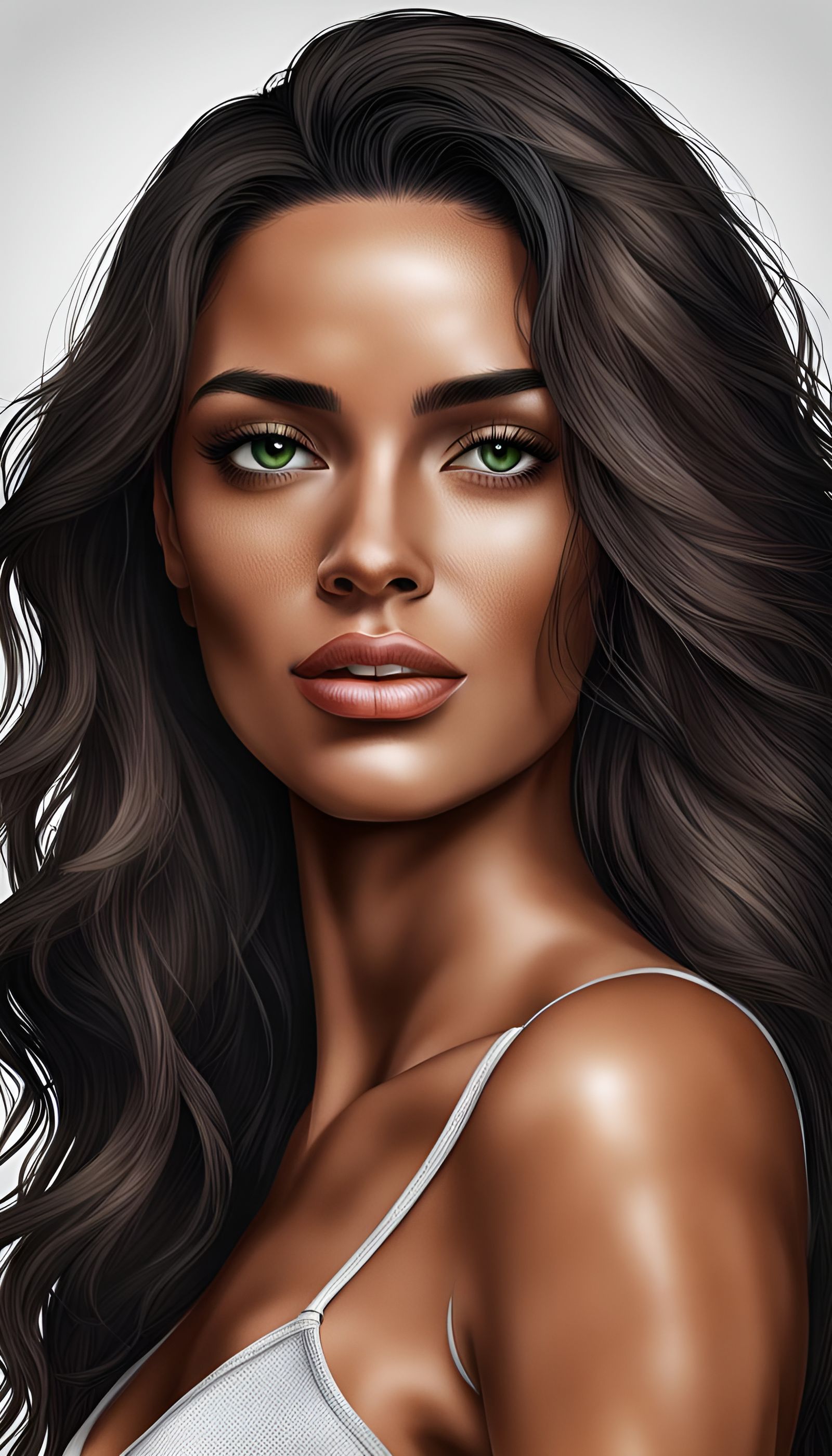 Realistic Portrait of a Beautiful Brazilian Woman