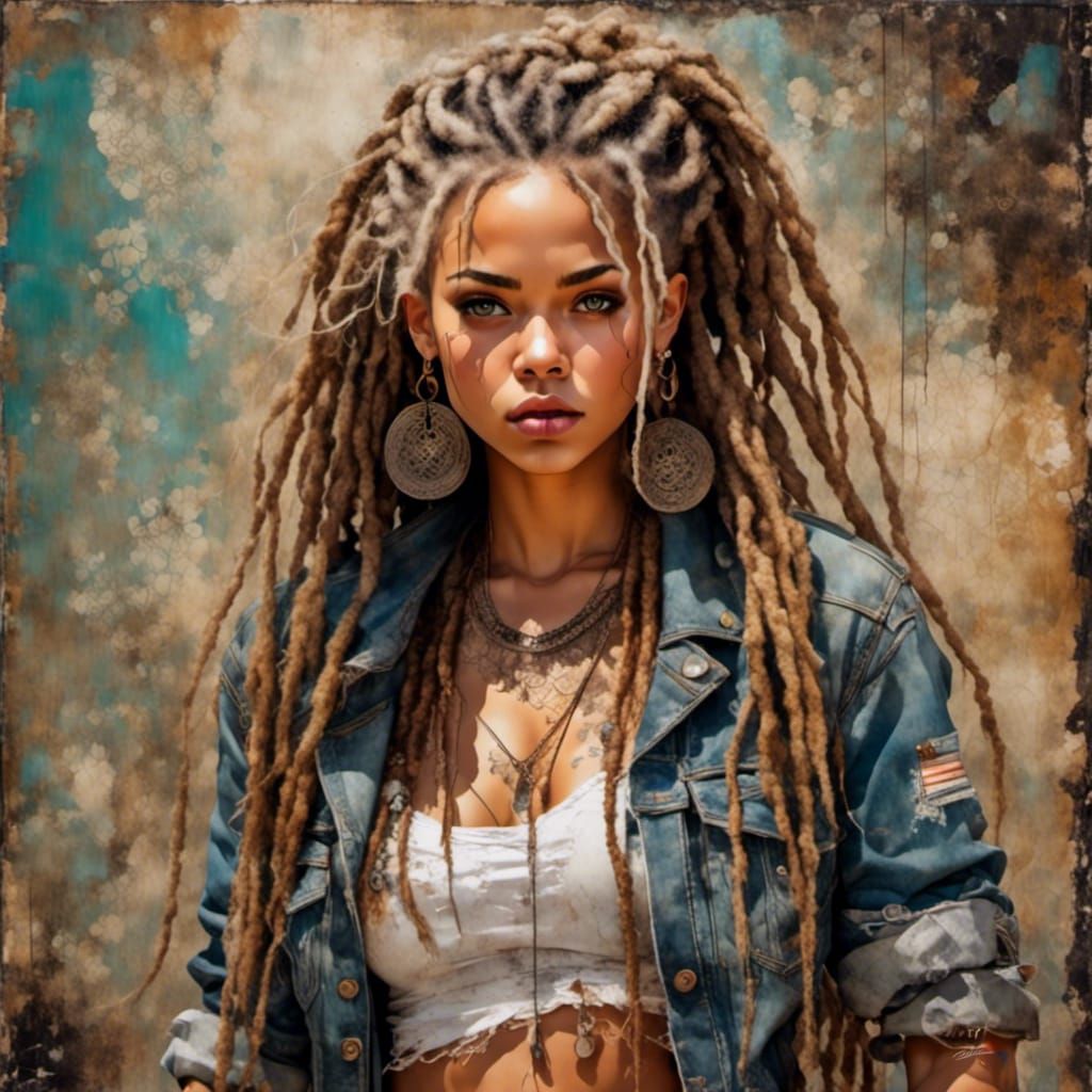 Expressive Woman in Mixed Media Encaustic Painting