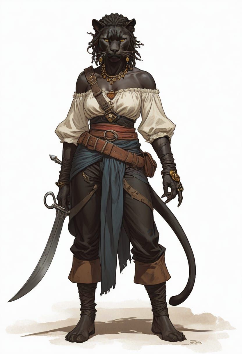 Regal Black Panther Pirate Maiden of the Golden Age