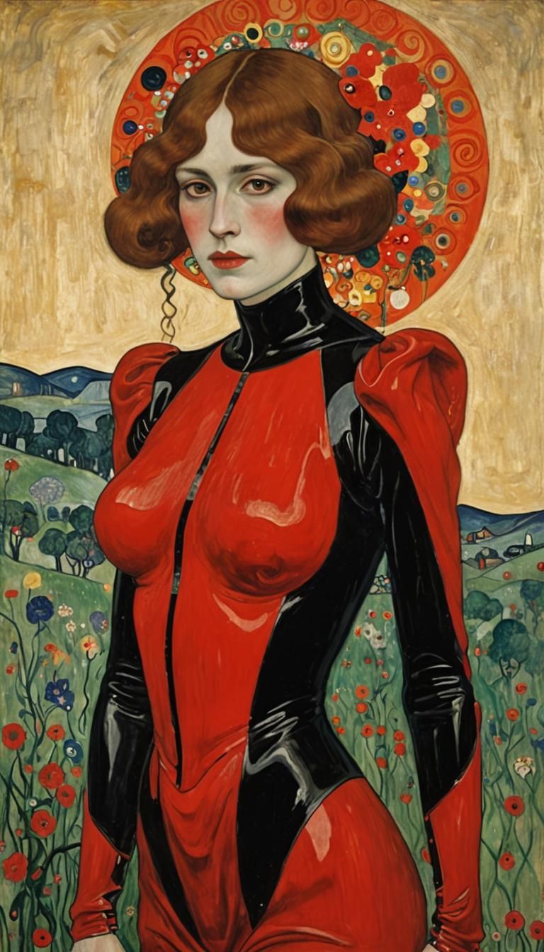 Art Nouveau Golden Portrait in Klimt Style