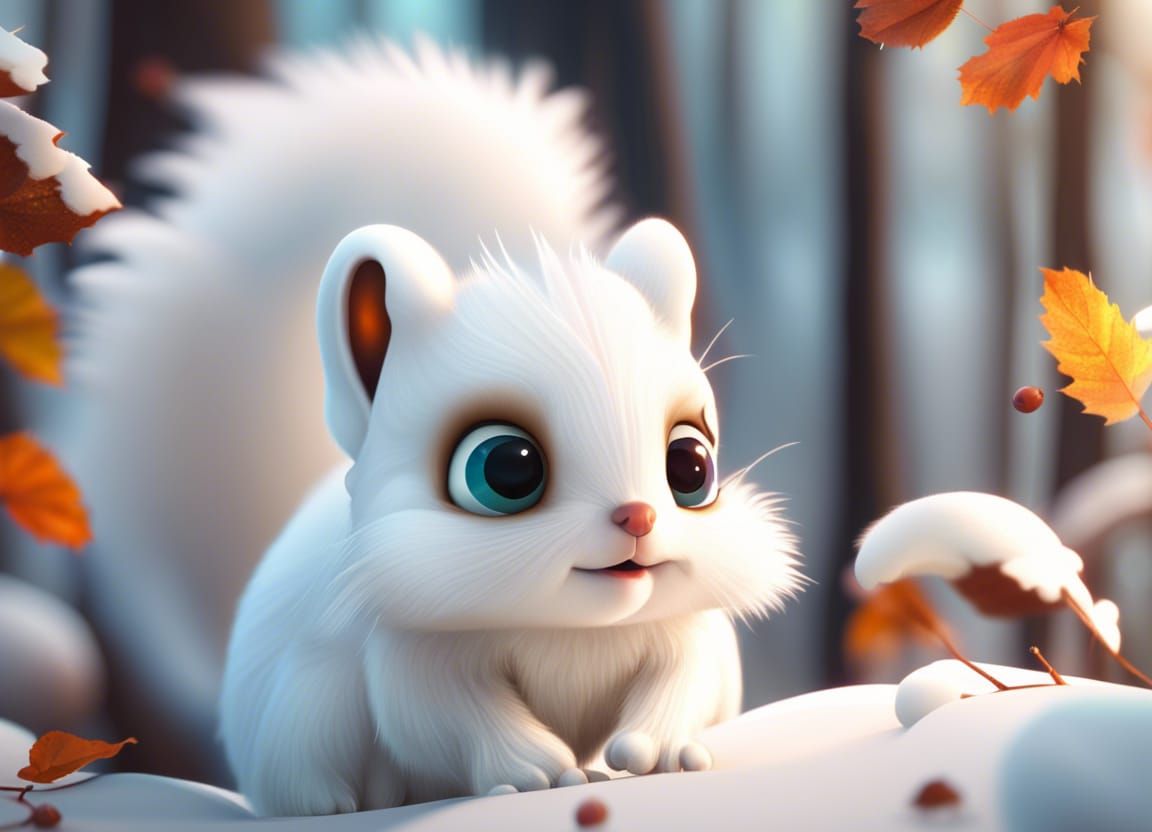 Ethereal White Squirrel in Winter Wonderland
