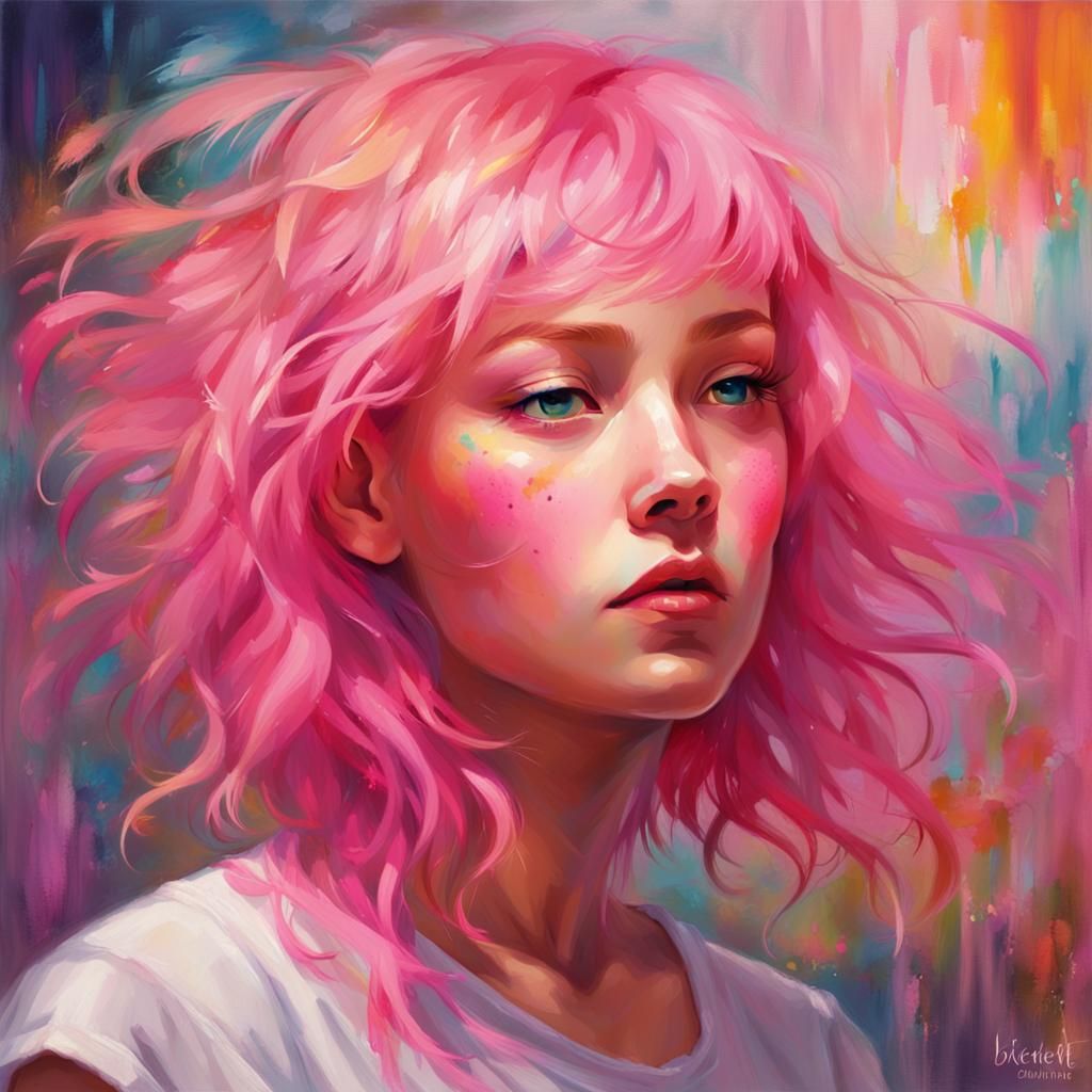 bright pink haired muse,  breast cancer SURVIVOR