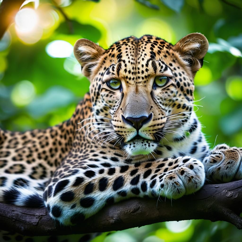 Leopard Resting in Jungle Sunlight: Wildlife Photography
