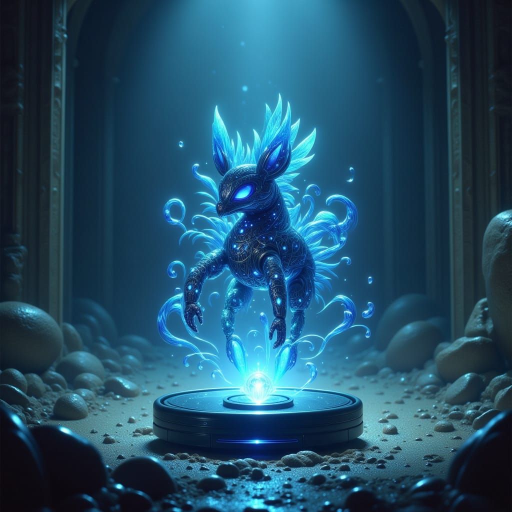 Magical Roomba Glows in Arcane Room Digital Painting