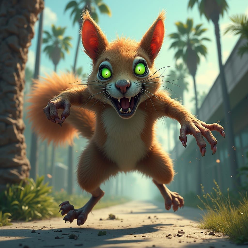Zombie Squirrel Havoc on California Sidewalk