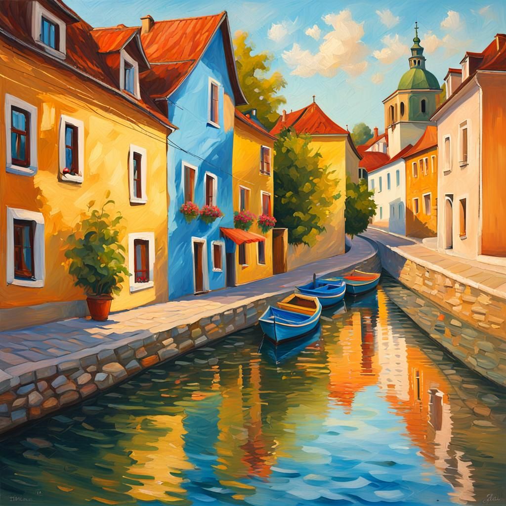 Impressionist Danube River Landscape at Szentendre