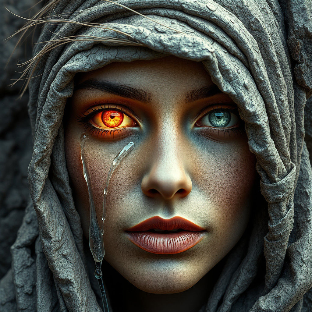 Stone Woman with Sun and Moon Eyes