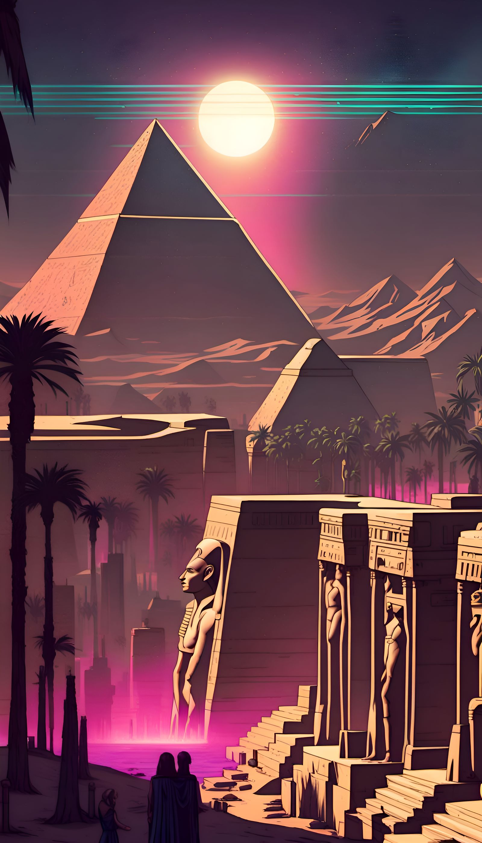 Synthwave Pyramids of Future Egypt