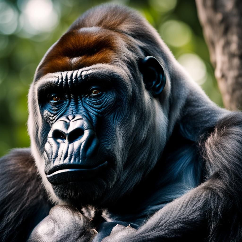 Majestic Gorilla Portrait with Bokeh Effect