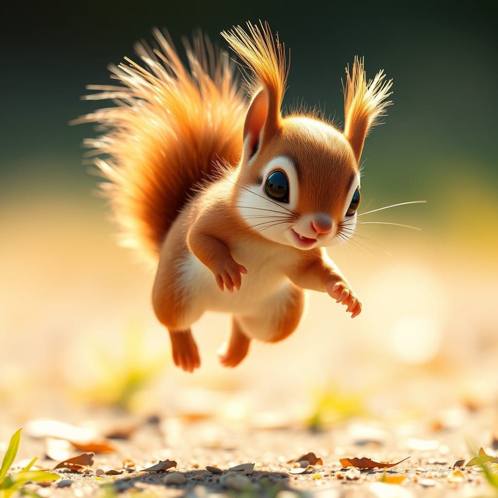 Whimsical Squirrel in Ultra-HD Close-Up, Radiating Cuteness....