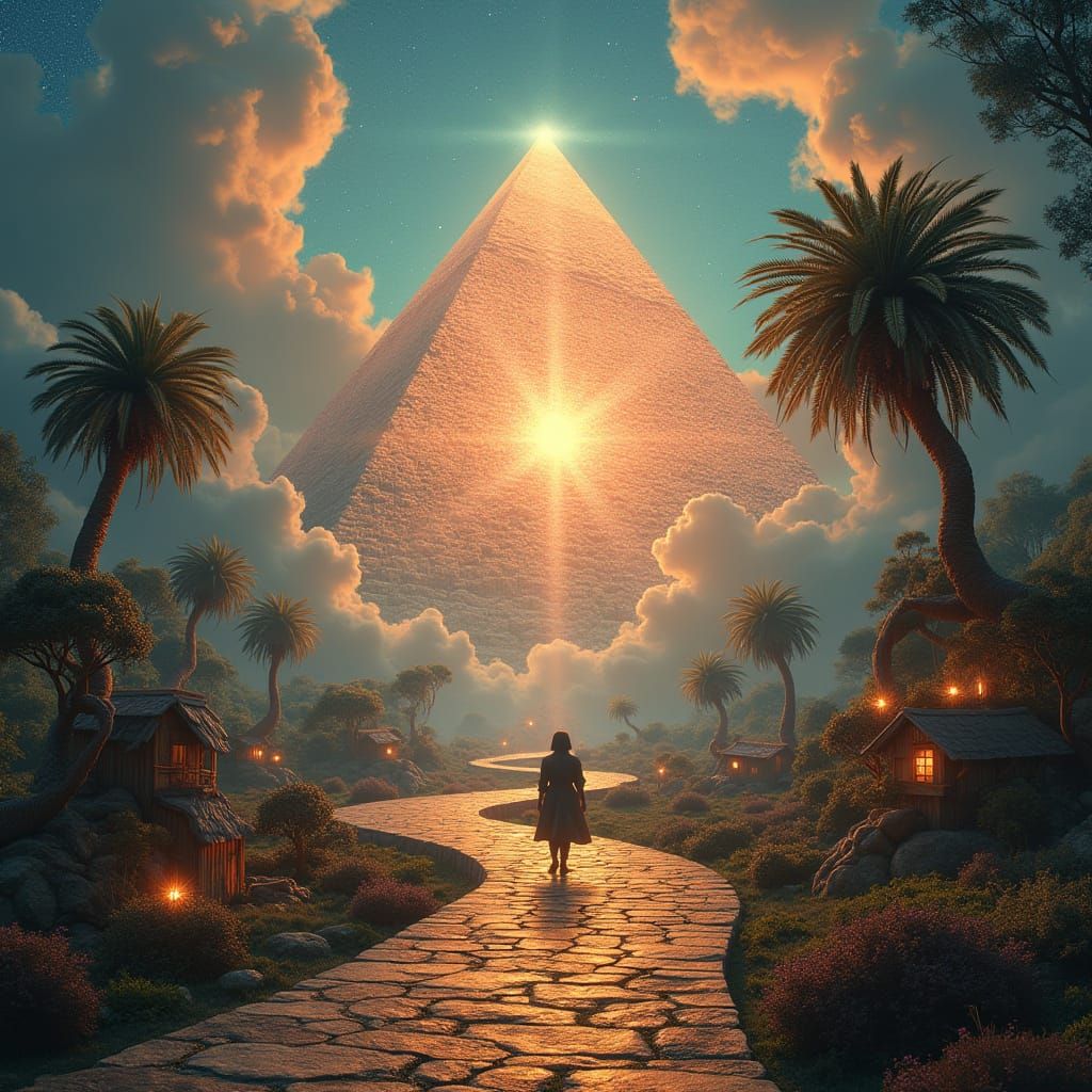 Vibrant Dreamscape within Ancient Pyramid