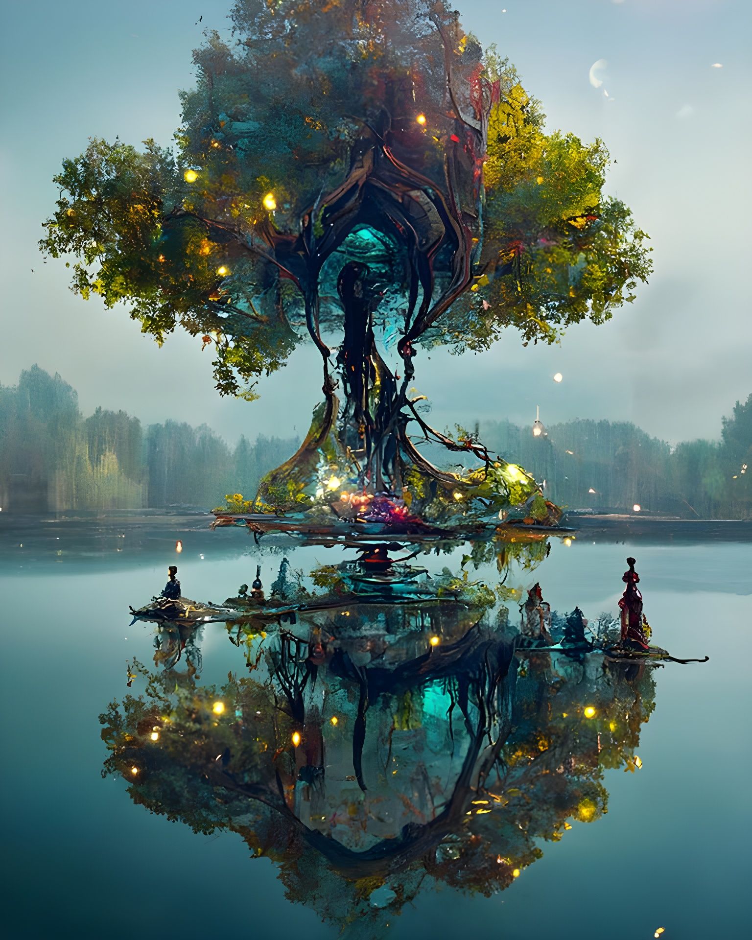 Enchanted Tree Reflected: Digital Matte Painting