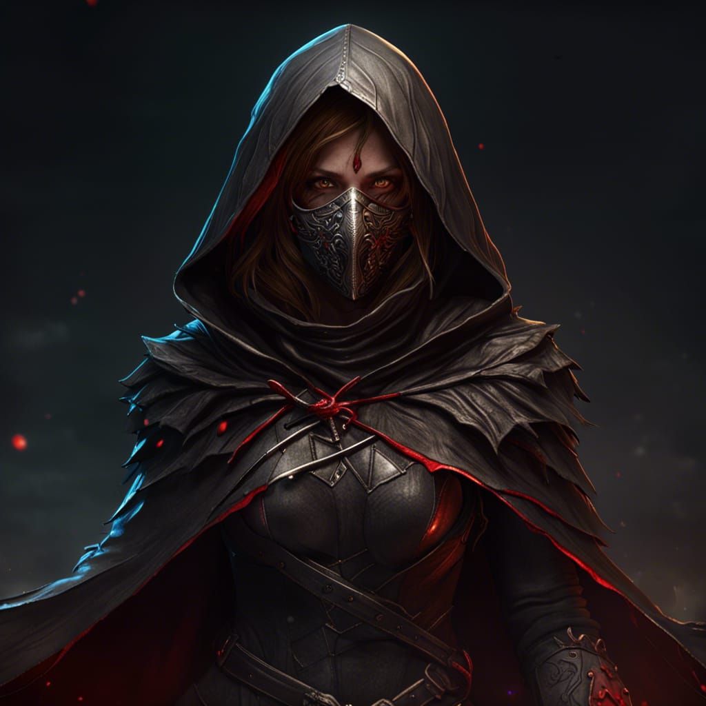 Hooded Assassin with Dagger, Dark Fantasy Concept Art
