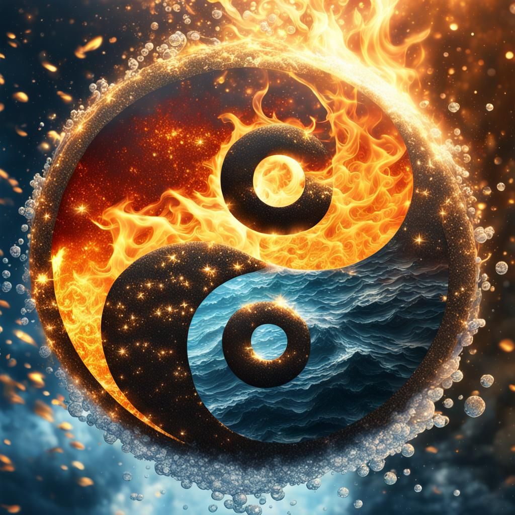 Yin-Yang: Water and Fire in Dramatic Sunlight