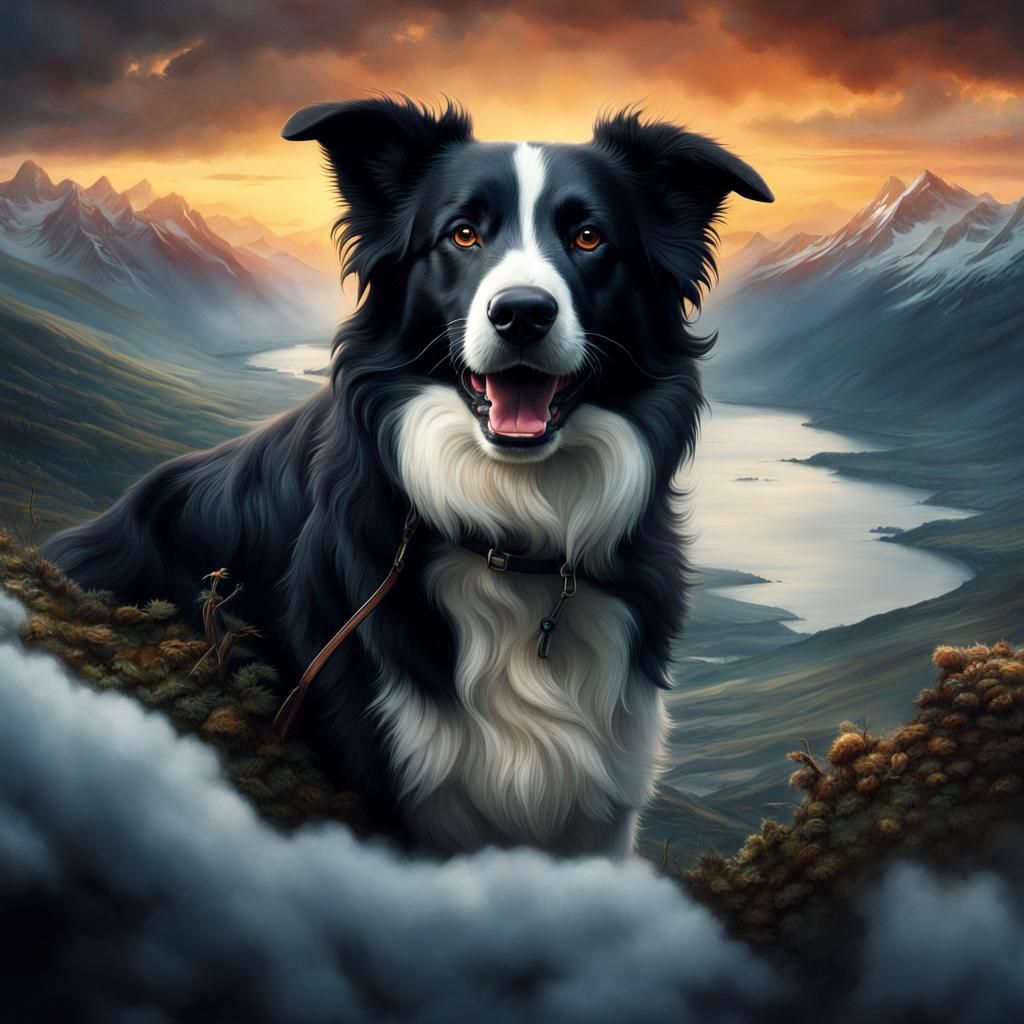 Epic Border Collie Digital Matte Painting