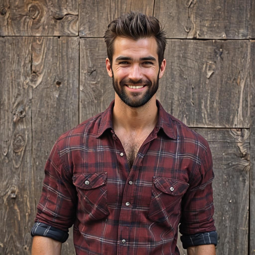 Handsome lumberjack man