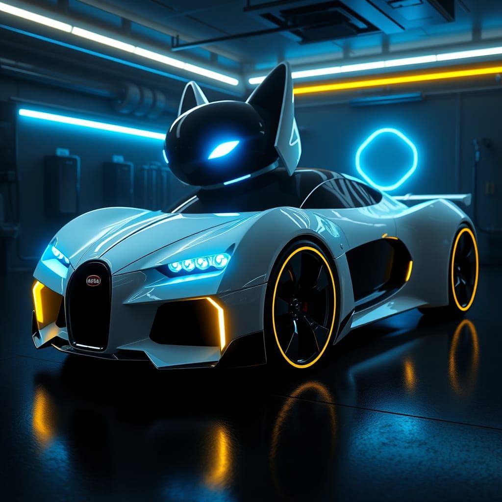 Futuristic Dog-Shaped Car in Cyberpunk Style